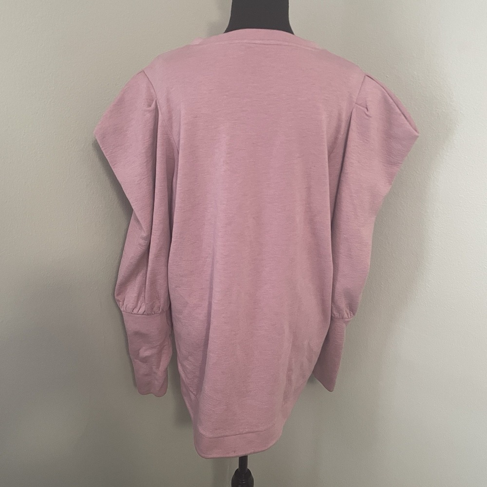 TED BAKER LONDON Womens Sz 5 (US 12) Puff Sleeve Sweatshirt Pink Heathered - Picture 11 of 14